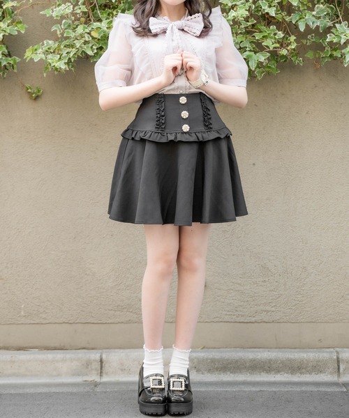 ROJITA（ロジータ）の「レーシーリボンチュールブラウス（シャツ/ブラウス・レディース・ホワイト/ピンク/ブラック・FREE）」の9枚目の写真