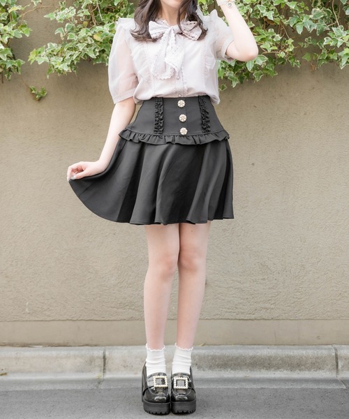 ROJITA（ロジータ）の「レーシーリボンチュールブラウス（シャツ/ブラウス・レディース・ホワイト/ピンク/ブラック・FREE）」の10枚目の写真