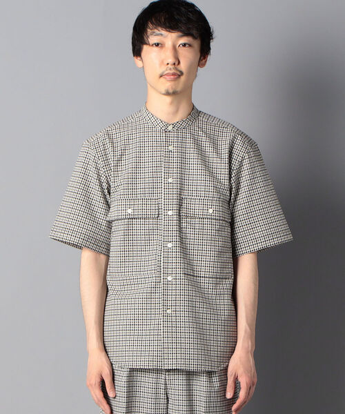 GLOSTER（グロスター）の「AIR TROUGH バンドカラーシャツ ※通気性◎、軽量◎、ストレッチ性◎の機能素材を使用（シャツ/ブラウス・メンズ・ネイビー/ホワイト系その他2・SMALL/MEDIUM/LARGE）」の3枚目の写真