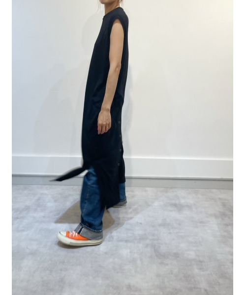 ulu(ウル)の「Organic cotton mockneckdesign nosleeve button dress(ワンピース・レディース・ブラック/ベージュ/ミント・FREE)」の7枚目の写真