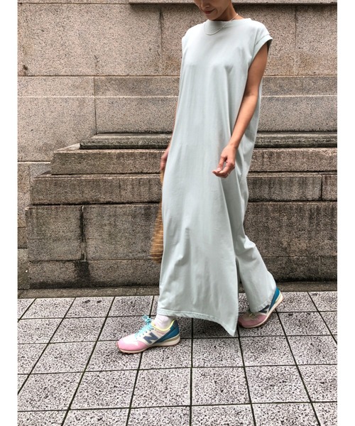 ulu(ウル)の「Organic cotton mockneckdesign nosleeve button dress(ワンピース・レディース・ブラック/ベージュ/ミント・FREE)」の21枚目の写真