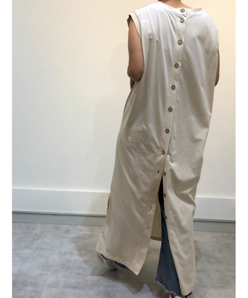 ulu(ウル)の「Organic cotton mockneckdesign nosleeve button dress(ワンピース・レディース・ブラック/ベージュ/ミント・FREE)」の10枚目の写真