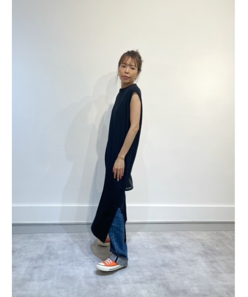 ulu(ウル)の「Organic cotton mockneckdesign nosleeve button dress(ワンピース・レディース・ブラック/ベージュ/ミント・FREE)」の22枚目の写真