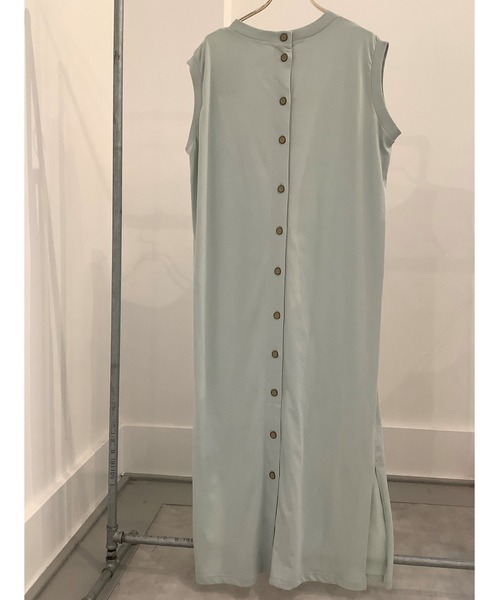 ulu(ウル)の「Organic cotton mockneckdesign nosleeve button dress(ワンピース・レディース・ブラック/ベージュ/ミント・FREE)」の9枚目の写真