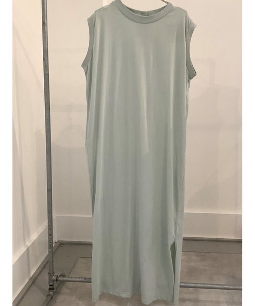 ulu(ウル)の「Organic cotton mockneckdesign nosleeve button dress(ワンピース・レディース・ブラック/ベージュ/ミント・FREE)」の15枚目の写真