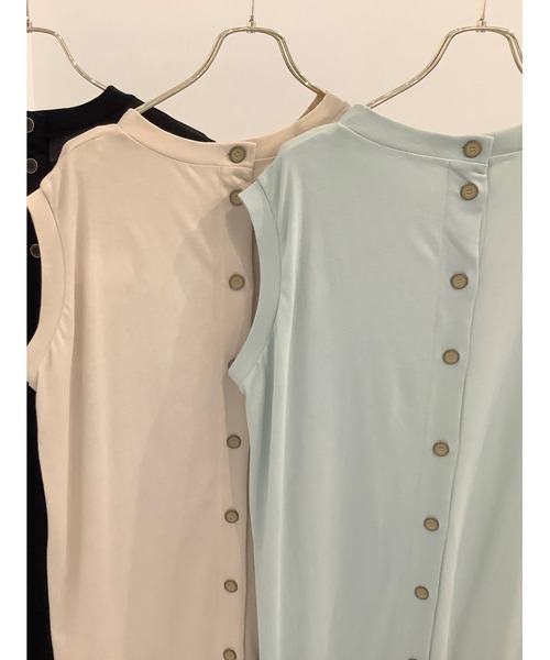 ulu(ウル)の「Organic cotton mockneckdesign nosleeve button dress(ワンピース・レディース・ブラック/ベージュ/ミント・FREE)」の12枚目の写真