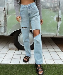 esutoreja | ハイウエストダメージストレートデニム(デニムパンツ)