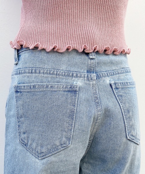 esutoreja（エストレジャ）の「ハイウエストダメージストレートデニム（デニムパンツ・レディース・ブルー・M/S）」の12枚目の写真