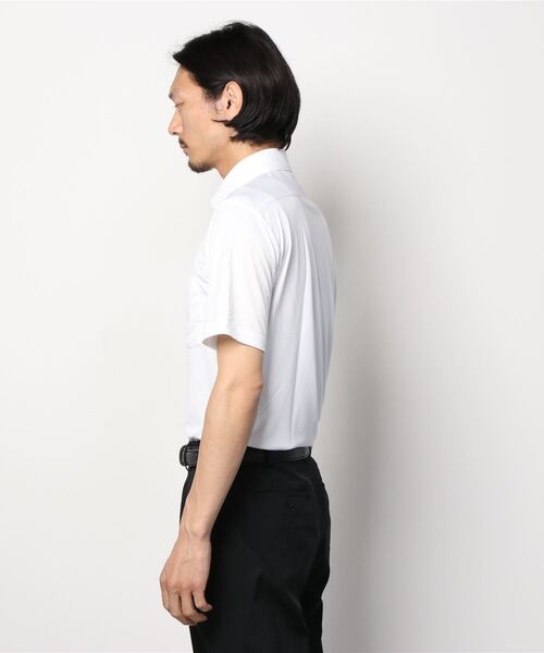 Perfect Suit FActory(パーフェクトスーツファクトリー)の「【抗菌/形態安定】ニット半袖ワイシャツ ホワイト/ネイビー(ビジネスシャツ・メンズ・ネイビー/ホワイト・L/LL/S/M)」の7枚目の写真