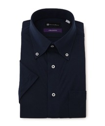 【抗菌/形態安定】ニット半袖ワイシャツ ホワイト/ネイビー