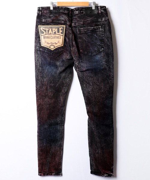staple（ステイプル）の「【STAPLE】ペイント ダメージ加工 デニムパンツ（デニムパンツ・メンズ・ブラック・38/36/30/32/34）」の3枚目の写真