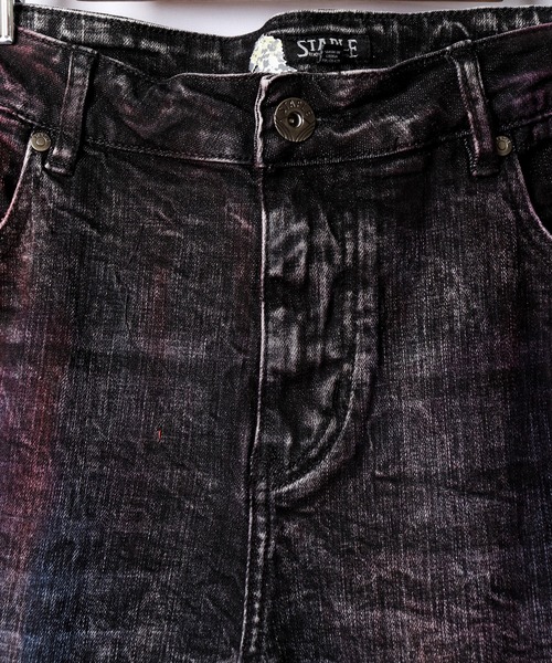 staple（ステイプル）の「【STAPLE】ペイント ダメージ加工 デニムパンツ（デニムパンツ・メンズ・ブラック・38/36/30/32/34）」の14枚目の写真