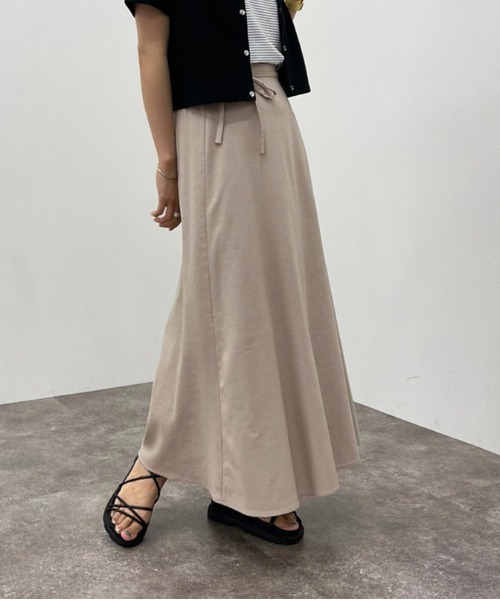 apres jour mignon（アプレジュールミニョン）の「リネン混スリット入りスカート【ZOZOTOWN限定アイテム】（スカート・レディース・ピンクベージュ/チャコールグレー・X-LARGE/フリー）」の21枚目の写真