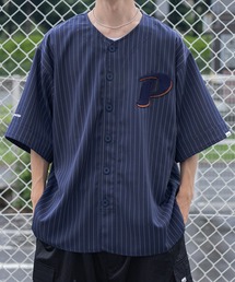ストライプベースボールシャツ