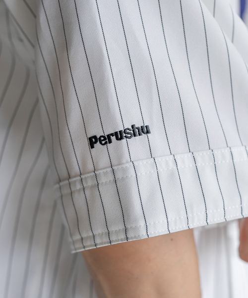 Perushu(ペルーシュ)の「ストライプベースボールシャツ(シャツ/ブラウス・メンズ・ネイビー/オフホワイト・MEDIUM/LARGE)」の18枚目の写真