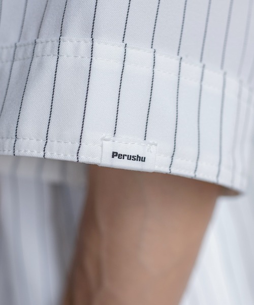 Perushu(ペルーシュ)の「ストライプベースボールシャツ(シャツ/ブラウス・メンズ・ネイビー/オフホワイト・MEDIUM/LARGE)」の19枚目の写真