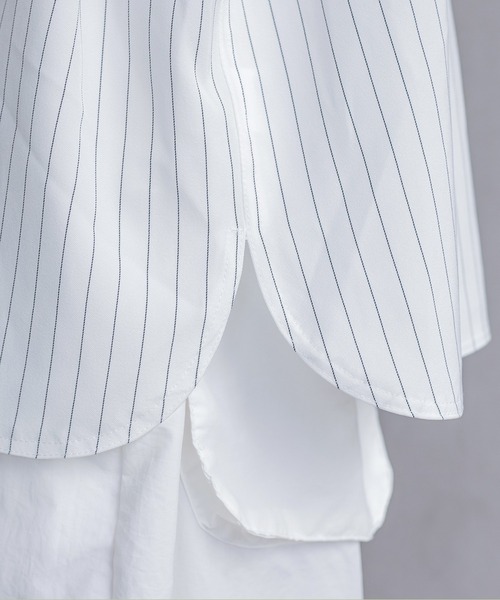 Perushu(ペルーシュ)の「ストライプベースボールシャツ(シャツ/ブラウス・メンズ・ネイビー/オフホワイト・MEDIUM/LARGE)」の20枚目の写真