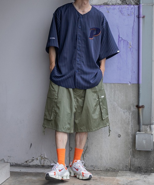 Perushu(ペルーシュ)の「ストライプベースボールシャツ(シャツ/ブラウス・メンズ・ネイビー/オフホワイト・MEDIUM/LARGE)」の22枚目の写真