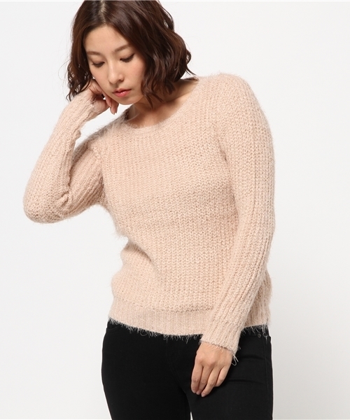 earth music&ecology（アースミュージックアンドエコロジー）の「シャギーニットプルオーバー（ニット/セーター・レディース・ライトピンク/サックスブルー/アイボリー/ライトグレー・SMALL/MEDIUM）」の4枚目の写真