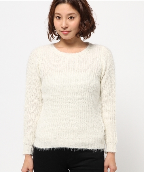 earth music&ecology（アースミュージックアンドエコロジー）の「シャギーニットプルオーバー（ニット/セーター・レディース・ライトピンク/サックスブルー/アイボリー/ライトグレー・SMALL/MEDIUM）」の5枚目の写真