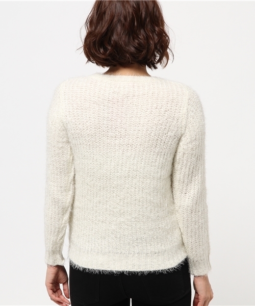 earth music&ecology（アースミュージックアンドエコロジー）の「シャギーニットプルオーバー（ニット/セーター・レディース・ライトピンク/サックスブルー/アイボリー/ライトグレー・SMALL/MEDIUM）」の7枚目の写真