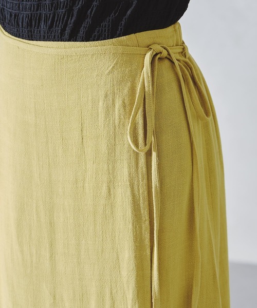 acro（アクロ）の「サイドリボンリネンラップ風スカート/AC1092（スカート・レディース・イエロー/ブラウン/ベージュ・ﾌﾘ-）」の16枚目の写真