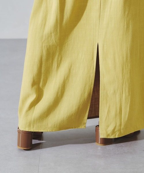 acro（アクロ）の「サイドリボンリネンラップ風スカート/AC1092（スカート・レディース・イエロー/ブラウン/ベージュ・ﾌﾘ-）」の5枚目の写真