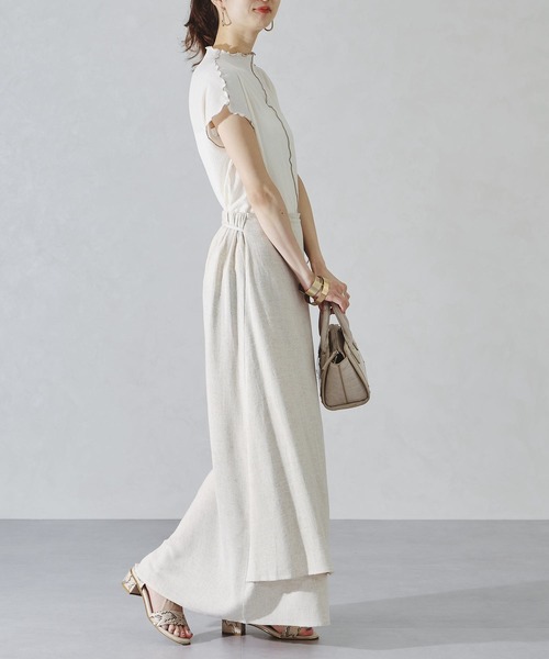 acro（アクロ）の「サイドリボンリネンラップ風スカート/AC1092（スカート・レディース・イエロー/ブラウン/ベージュ・ﾌﾘ-）」の9枚目の写真
