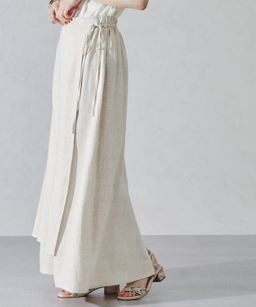 acro（アクロ）の「サイドリボンリネンラップ風スカート/AC1092（スカート・レディース・イエロー/ブラウン/ベージュ・ﾌﾘ-）」の12枚目の写真