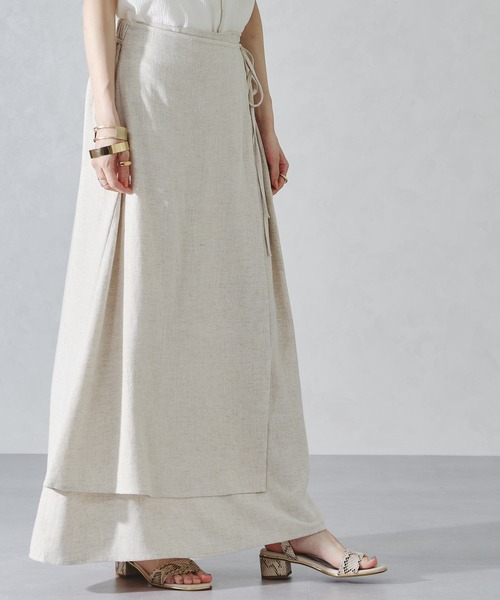 acro（アクロ）の「サイドリボンリネンラップ風スカート/AC1092（スカート・レディース・イエロー/ブラウン/ベージュ・ﾌﾘ-）」の17枚目の写真