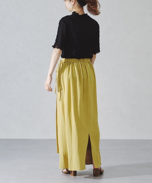acro（アクロ）の「サイドリボンリネンラップ風スカート/AC1092（スカート・レディース・イエロー/ブラウン/ベージュ・ﾌﾘ-）」の13枚目の写真