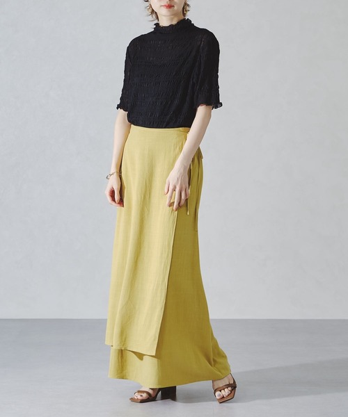 acro（アクロ）の「サイドリボンリネンラップ風スカート/AC1092（スカート・レディース・イエロー/ブラウン/ベージュ・ﾌﾘ-）」の18枚目の写真
