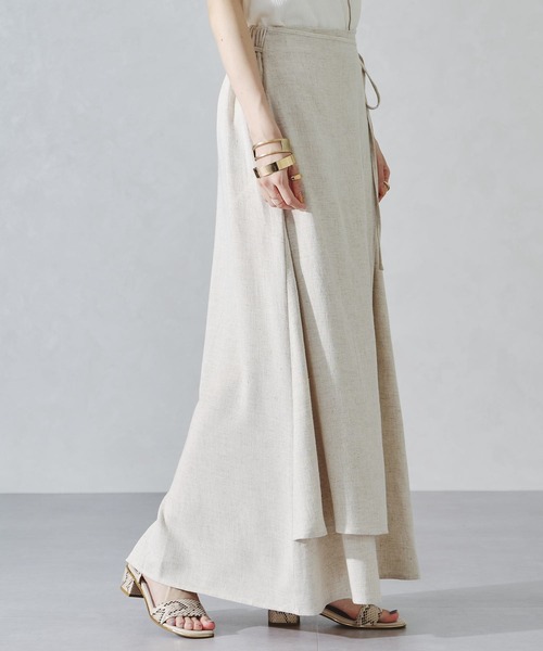 acro（アクロ）の「サイドリボンリネンラップ風スカート/AC1092（スカート・レディース・イエロー/ブラウン/ベージュ・ﾌﾘ-）」の20枚目の写真