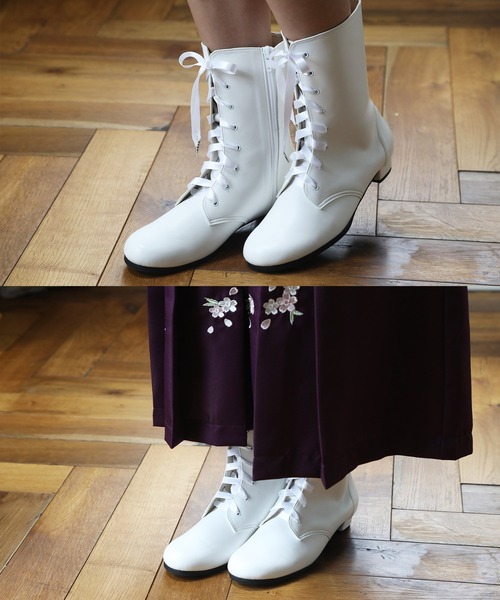 Catherine Cottage（キャサリンコテージ）の「レースアップリボンブーツ（ブーツ・キッズ・ホワイト・23/24/22）」の5枚目の写真