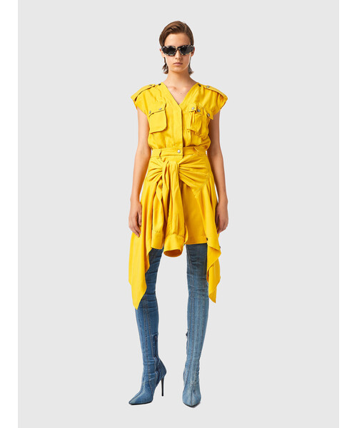 DIESEL（ディーゼル）の「レディース サステナブル ワンピース ノースリーブ（ワンピース・レディース・カーキ/イエロー・LARGE/SMALL/MEDIUM/X-SMALL）」の4枚目の写真