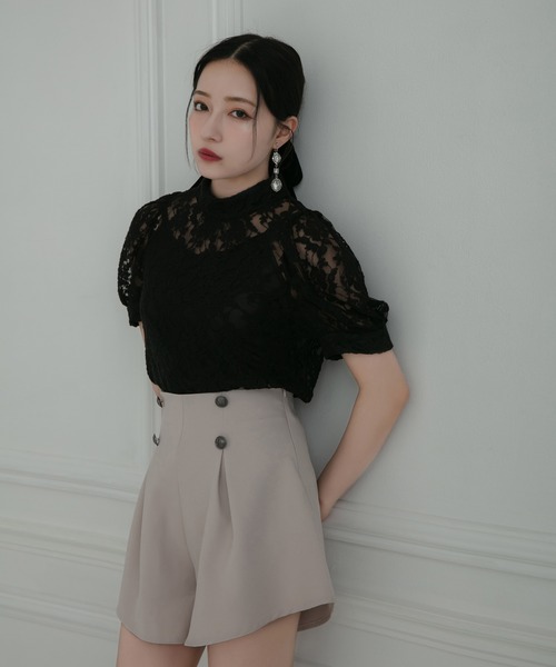 ANDGEEBEE（アンジービー）の「タックフレアショーパン（その他パンツ・レディース・ライトベージュ/ブラック・MEDIUM）」の5枚目の写真