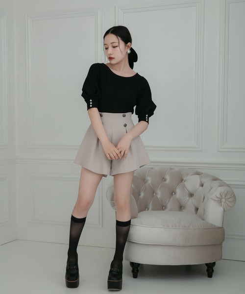 ANDGEEBEE（アンジービー）の「タックフレアショーパン（その他パンツ・レディース・ライトベージュ/ブラック・MEDIUM）」の16枚目の写真