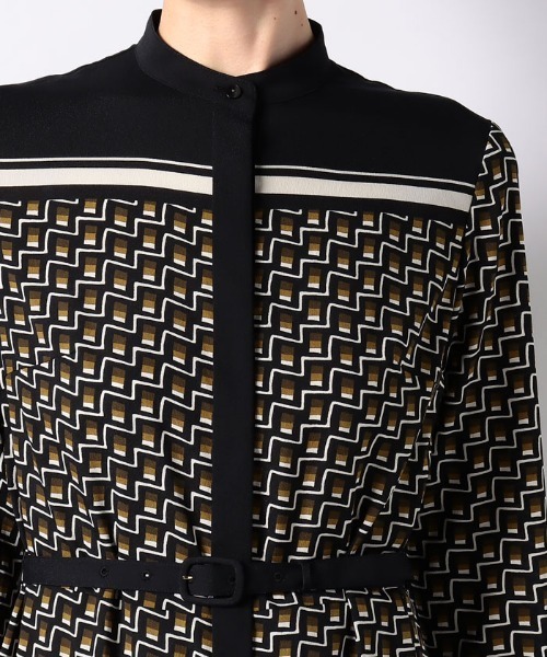 近年✨allureville キカパネルプリントシャツワンピース ベルトリボン