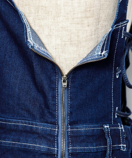 AS KNOW AS PINKY(アズノゥアズピンキー)の「あそびごころデニムジャンパースカート(ジャンパースカート・レディース・インディゴブルー/ライトインディゴブルー・FREE)」の13枚目の写真
