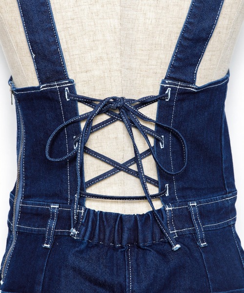 AS KNOW AS PINKY(アズノゥアズピンキー)の「あそびごころデニムジャンパースカート(ジャンパースカート・レディース・インディゴブルー/ライトインディゴブルー・FREE)」の11枚目の写真