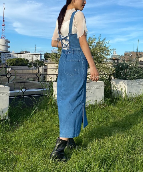 AS KNOW AS PINKY(アズノゥアズピンキー)の「あそびごころデニムジャンパースカート(ジャンパースカート・レディース・インディゴブルー/ライトインディゴブルー・FREE)」の18枚目の写真