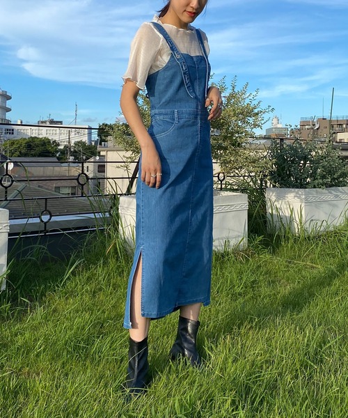 AS KNOW AS PINKY(アズノゥアズピンキー)の「あそびごころデニムジャンパースカート(ジャンパースカート・レディース・インディゴブルー/ライトインディゴブルー・FREE)」の19枚目の写真