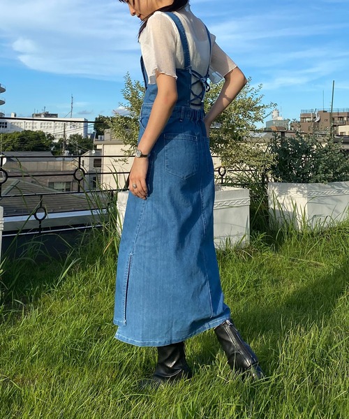 AS KNOW AS PINKY(アズノゥアズピンキー)の「あそびごころデニムジャンパースカート(ジャンパースカート・レディース・インディゴブルー/ライトインディゴブルー・FREE)」の21枚目の写真