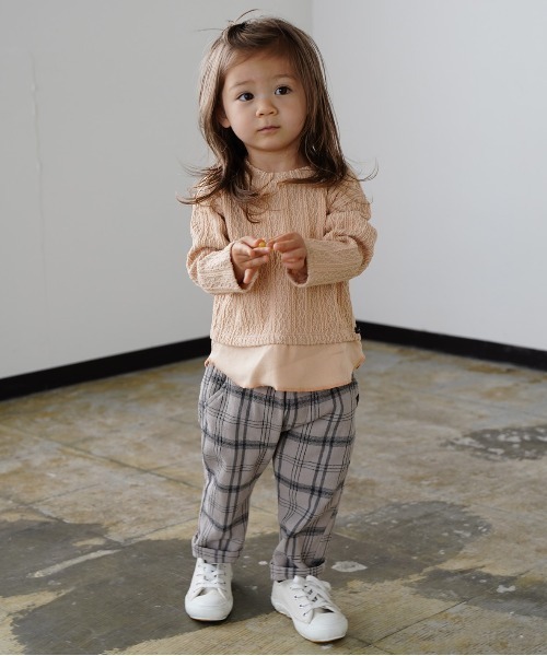 quoti use fith（クゥオティ　ユース　フィス）の「ネルチェックロングパンツ（その他パンツ・キッズ・ネイビー/アイボリー・130/90/100/110/80/120）」の2枚目の写真