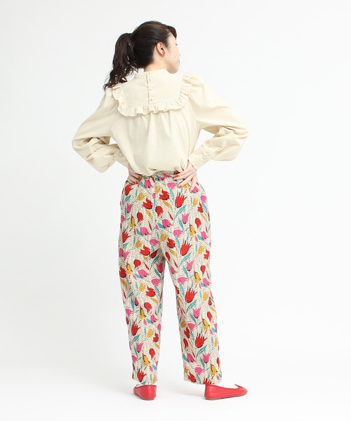 Dot&Stripes CHILD WOMAN(ドットアンドストライプス チャイルドウーマン)の「極細コールディアモイスト パフ袖ブラウス(シャツ/ブラウス・レディース・アイボリー/レッド/ネイビー・FREE)」の12枚目の写真