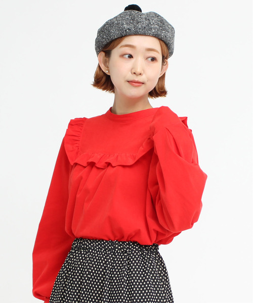Dot&Stripes CHILD WOMAN(ドットアンドストライプス チャイルドウーマン)の「極細コールディアモイスト パフ袖ブラウス(シャツ/ブラウス・レディース・アイボリー/レッド/ネイビー・FREE)」の5枚目の写真