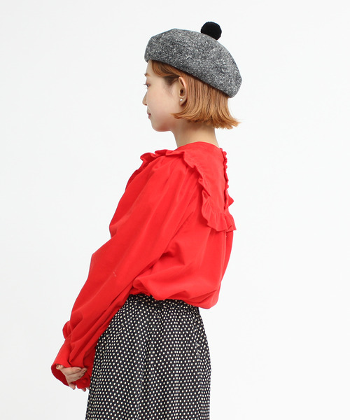 Dot&Stripes CHILD WOMAN(ドットアンドストライプス チャイルドウーマン)の「極細コールディアモイスト パフ袖ブラウス(シャツ/ブラウス・レディース・アイボリー/レッド/ネイビー・FREE)」の9枚目の写真