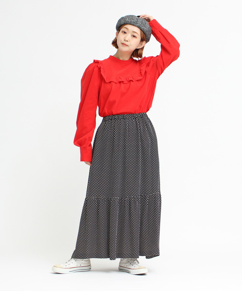 Dot&Stripes CHILD WOMAN(ドットアンドストライプス チャイルドウーマン)の「極細コールディアモイスト パフ袖ブラウス(シャツ/ブラウス・レディース・アイボリー/レッド/ネイビー・FREE)」の6枚目の写真