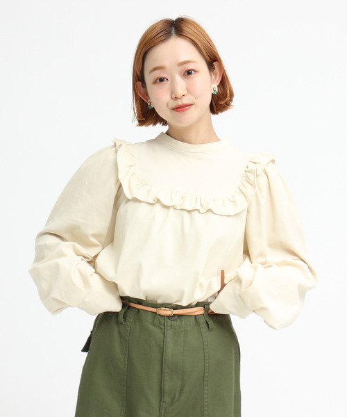 Dot&Stripes CHILD WOMAN(ドットアンドストライプス チャイルドウーマン)の「極細コールディアモイスト パフ袖ブラウス(シャツ/ブラウス・レディース・アイボリー/レッド/ネイビー・FREE)」の8枚目の写真