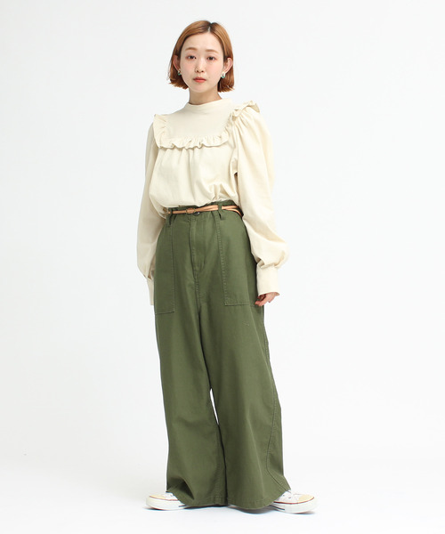 Dot&Stripes CHILD WOMAN(ドットアンドストライプス チャイルドウーマン)の「極細コールディアモイスト パフ袖ブラウス(シャツ/ブラウス・レディース・アイボリー/レッド/ネイビー・FREE)」の13枚目の写真